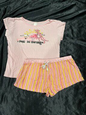 Pink Panther shorts summer pajama set XL juniors